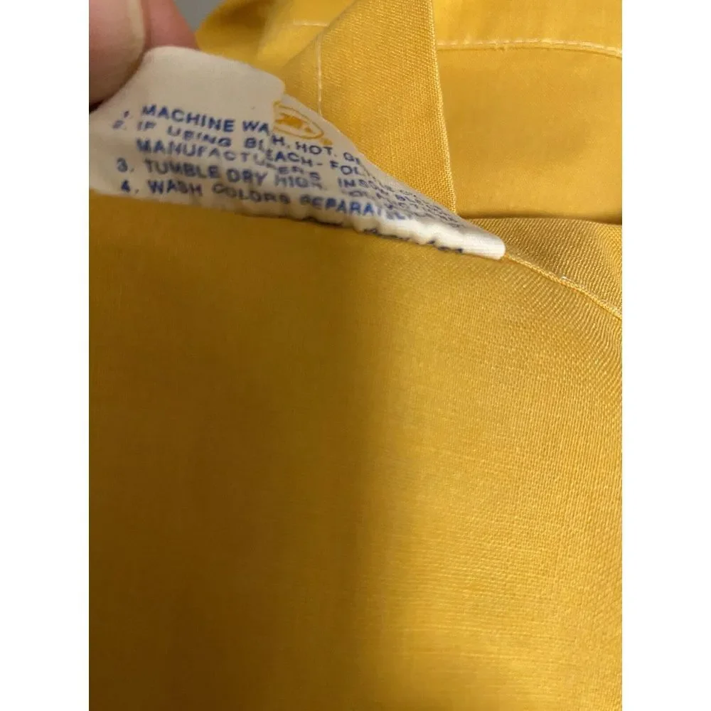 Vtg.Cannon‎ Royal Family Twin Flat Sheet And Pillowcase Yellow Checkerboard
